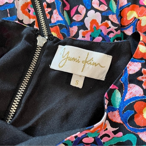 Yumi Kim Size Small Geometric 100% Silk Mini Dress Back Zipper Lined Colorful - Picture 3 of 5